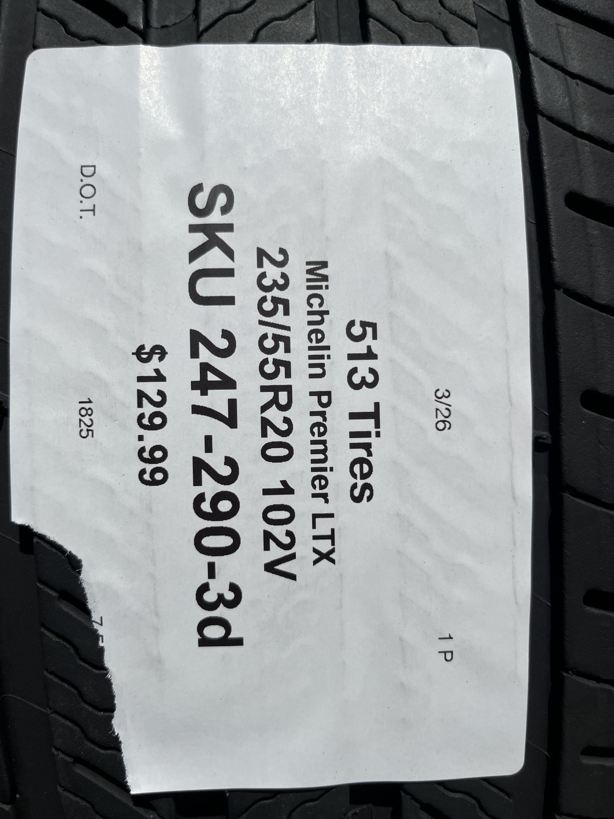 1 Tire Michelin Premier LTX 235/55R20 102V DOT.1825 7.5/32