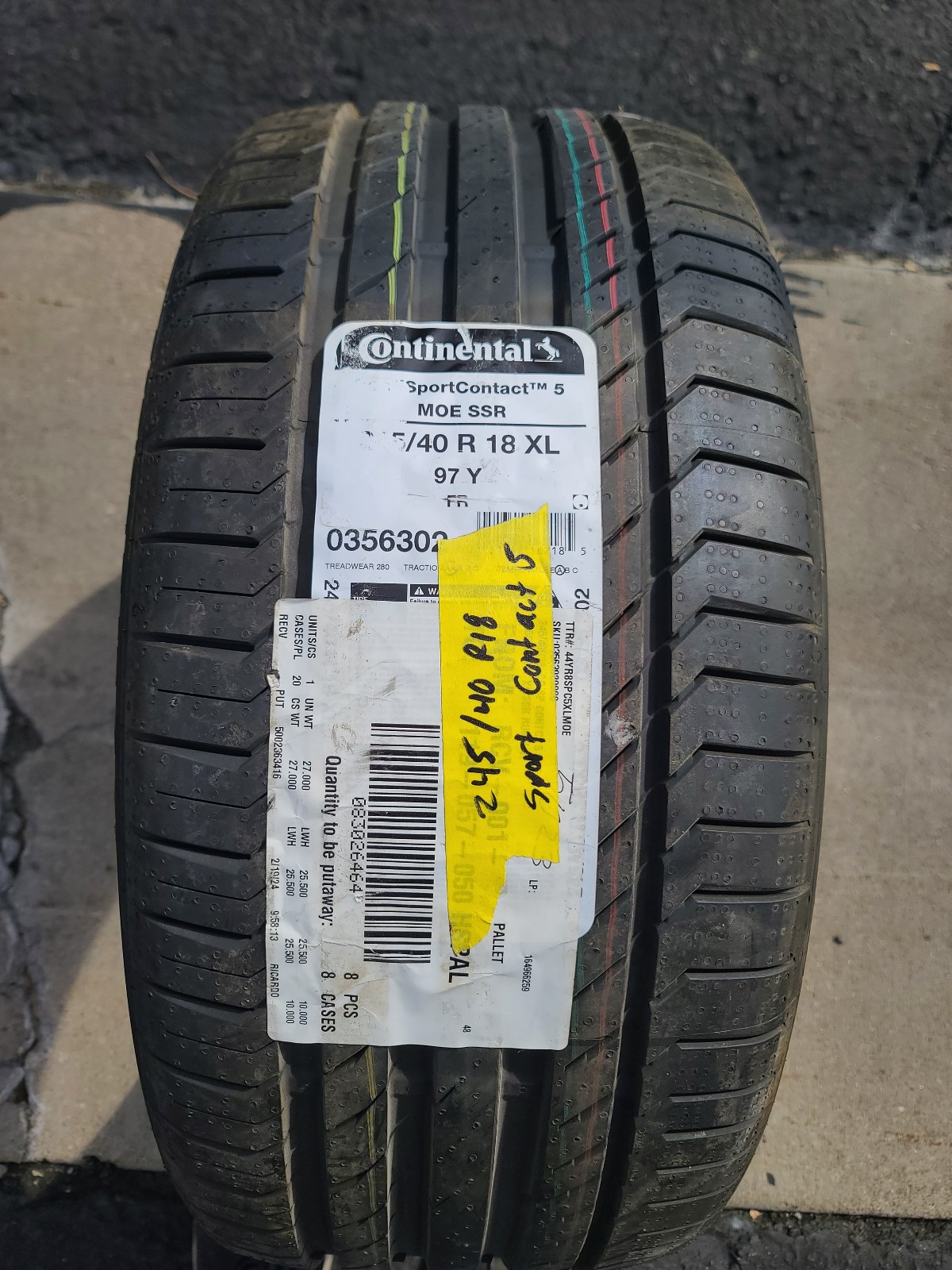 NEW CONTINENTAL 245/40 R18 97Y SPORTCONTACT 5 (MOE) RUN FLAT DOT 5023