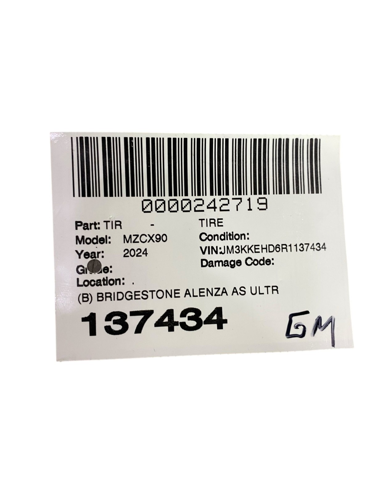 (B) BRIDGESTONE ALENZA AS ULTRA 275/45/R21 110W 9/32NDS DOT (1625)