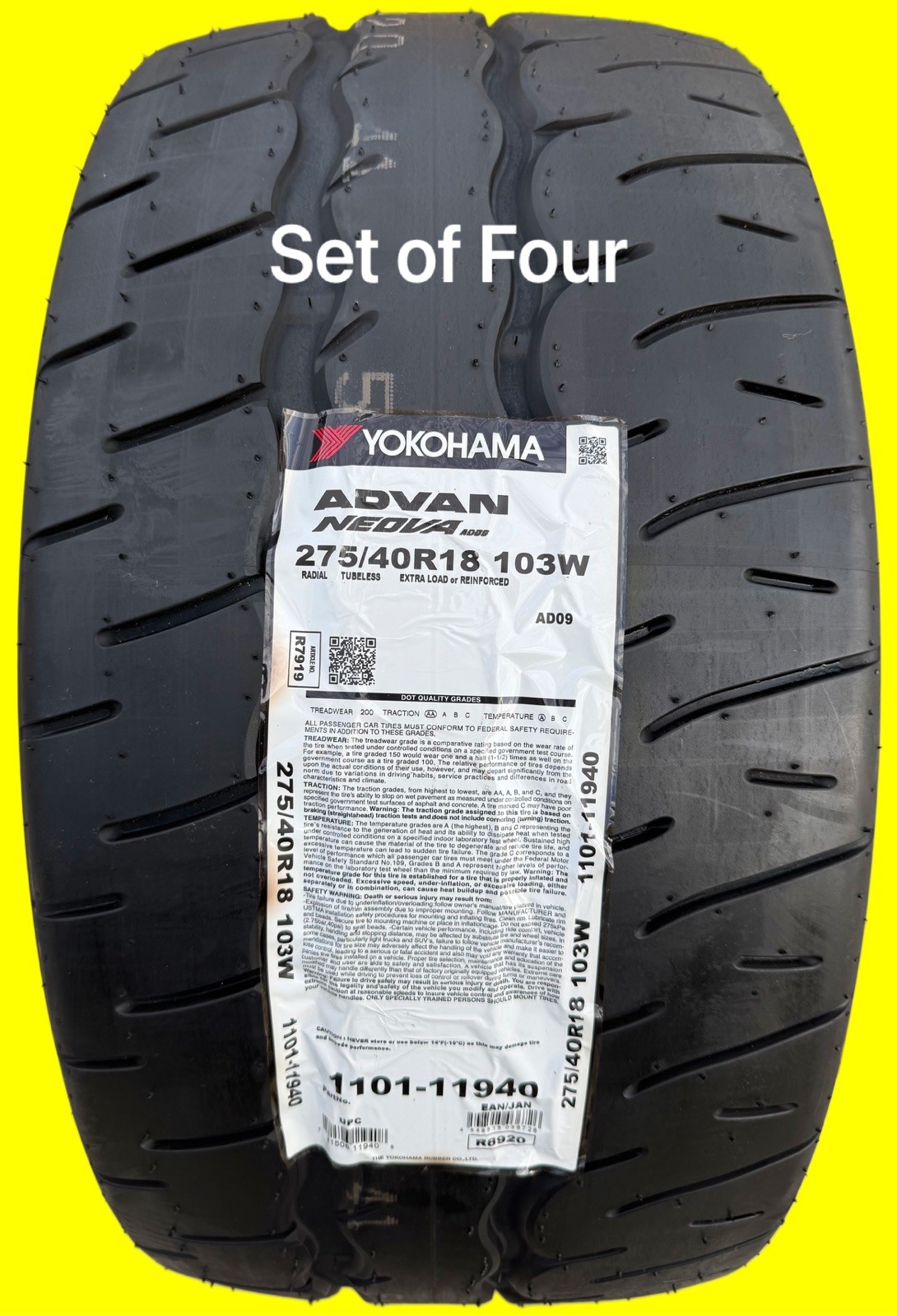 4 BRAND NEW 275/40R18 103W Yokohama ADVAN NEOVA AD09 Tires Like Michelin Cup 2