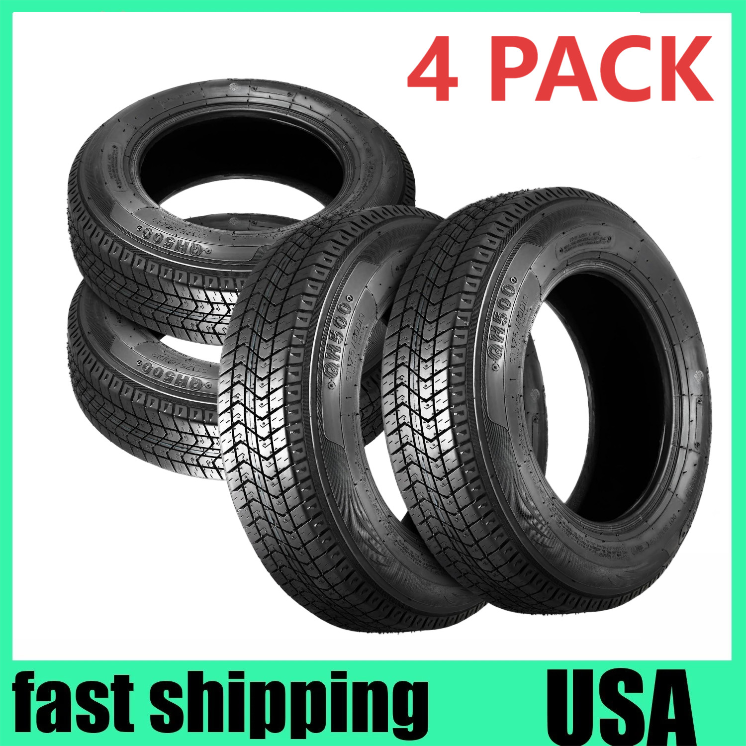 ⭐Set of 4 Trailer Tires 205/75D14 205-75-14 205/75/14 Load C 6 Ply Tubeless Heav