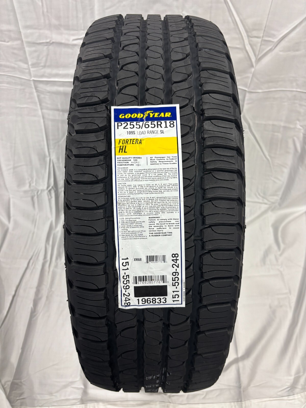 2 (Two) New Goodyear Fortera HL – P255/65R18 Tires 2556518 255 65 18