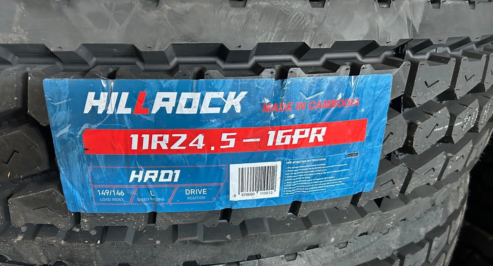 (4-Tires) 11R24.5 HILLROCK DRIVE TIRES 16 PLY PREMIUM QUALITY 149/146 L LR H