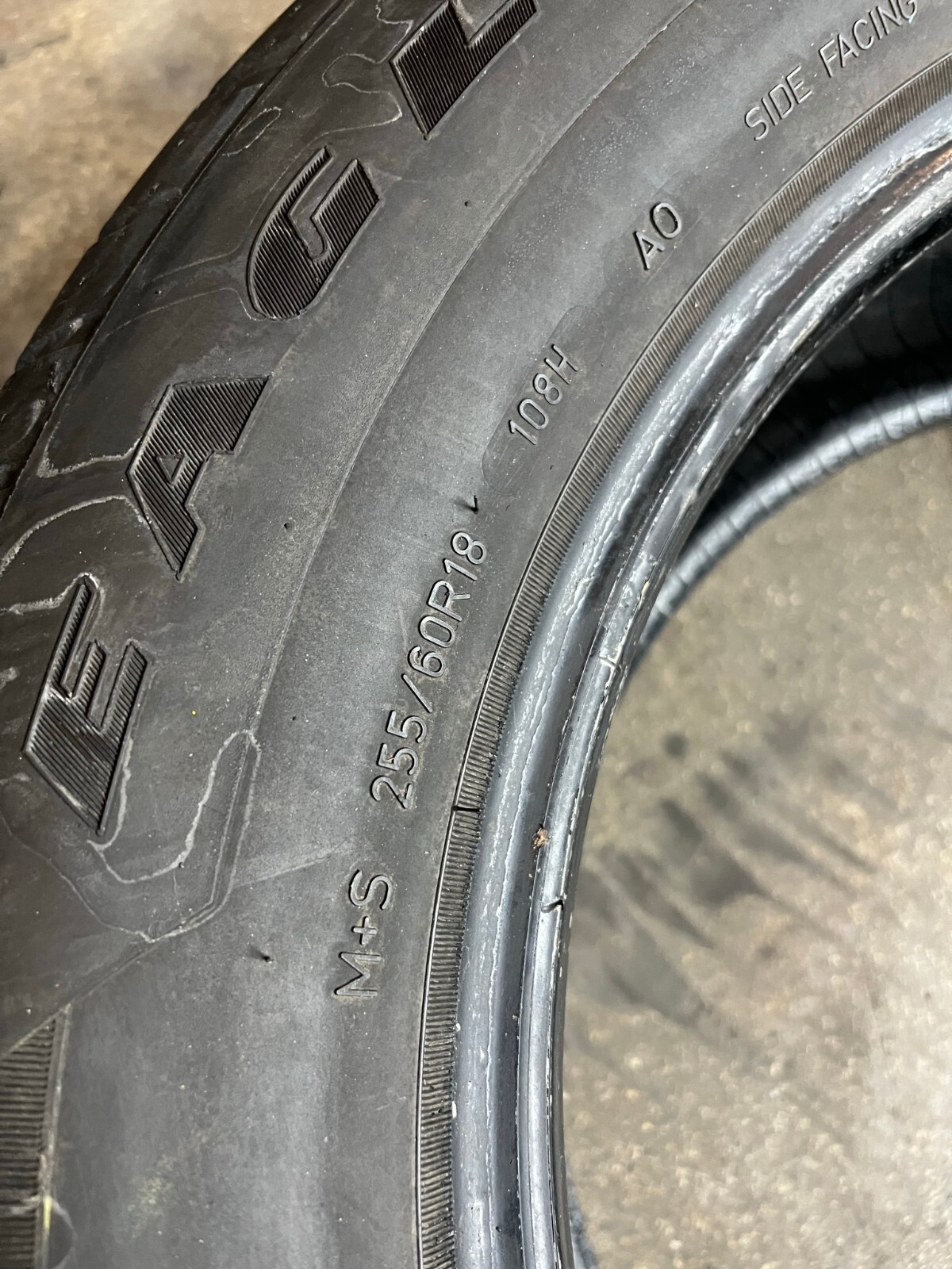 Used 255/60R18 Goodyear Eagle Sport AO – 108H – 7/32 No Repairs