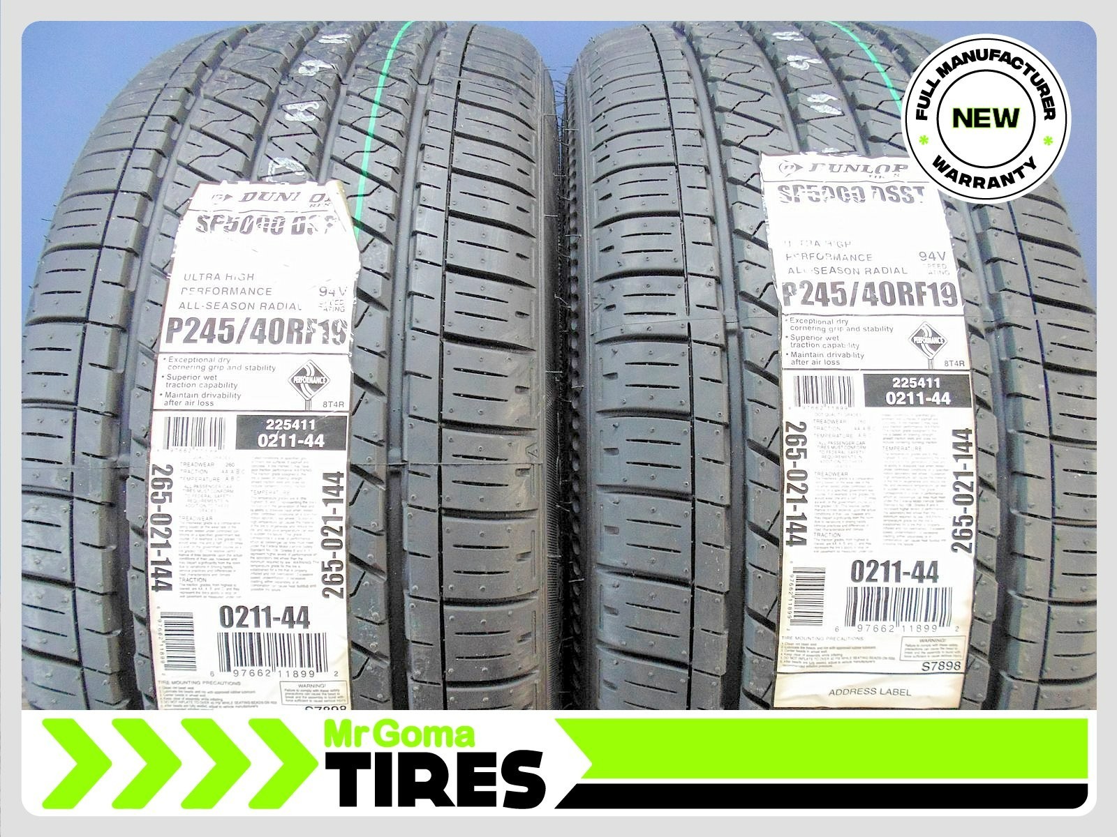2x New Dunlop SP Sport 5000 DSST CTT RFT 245/40R19 Run Flat Tires