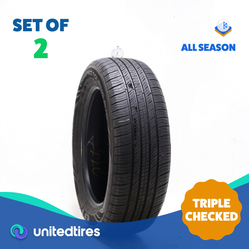 Set of (2) Used 225/60R18 GT Radial Champiro Touring AS 100H – 7.5/32 (Z8BI)