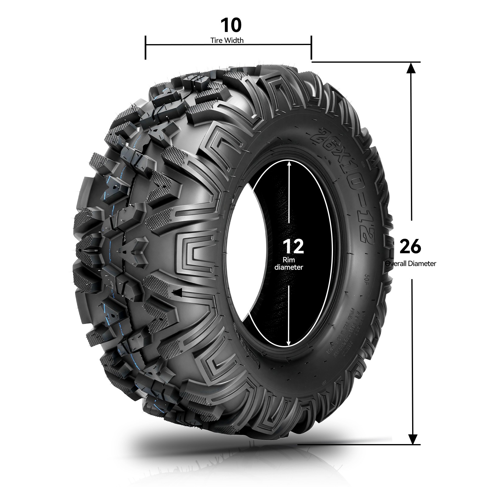 2pcs 26×10-12 ATV Tires 6ply All Terrain New