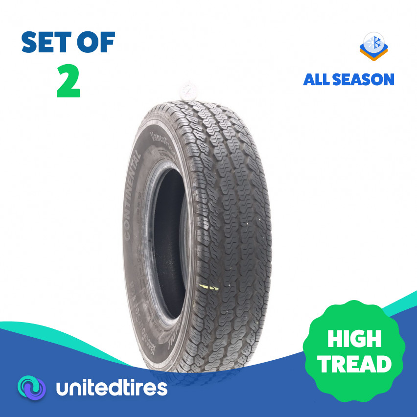 Set of (2) Used LT 215/85R16 Continental VancoFourSeason 115/112Q – 8.5/32