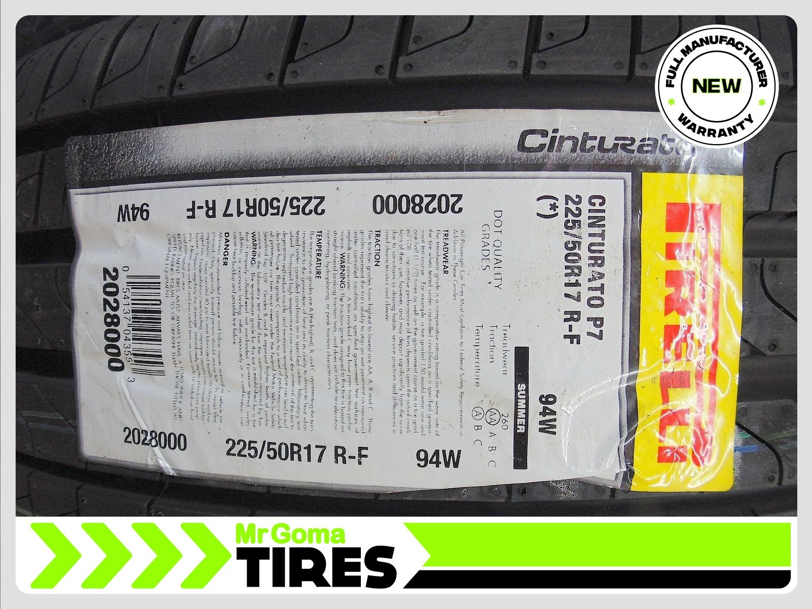 4 BRAND NEW 225/50R17 PIRELLI CINTURATO P7 ECOIMPACT RFT TIRES RUN FLAT 2255017