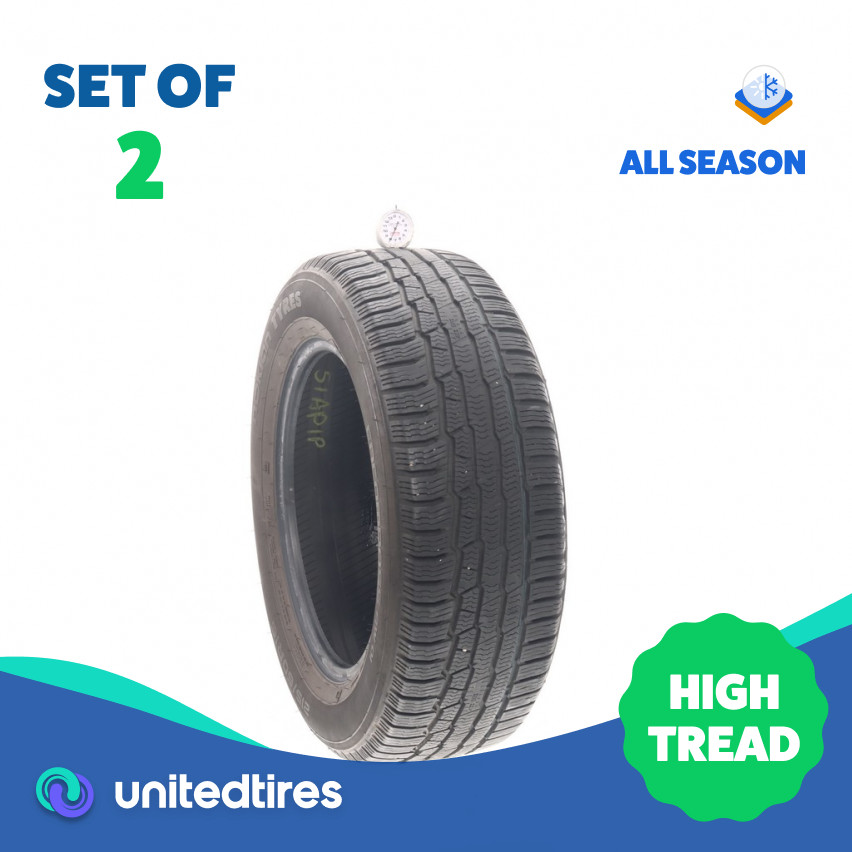 Set of (2) Used 215/60R16 Nokian Encompass AW01 95V – 8/32
