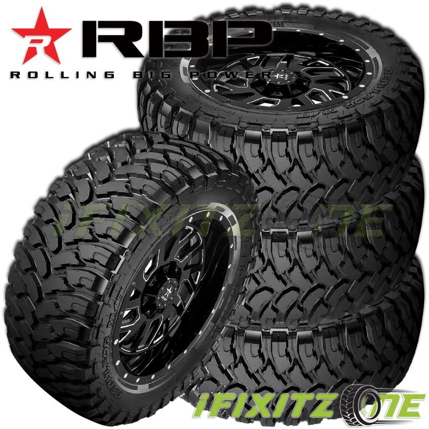 4 RBP Repulsor M/T 33×12.5×20 114Q 10 PLY, Load E, Mud Tires, Truck/SUV Off Road