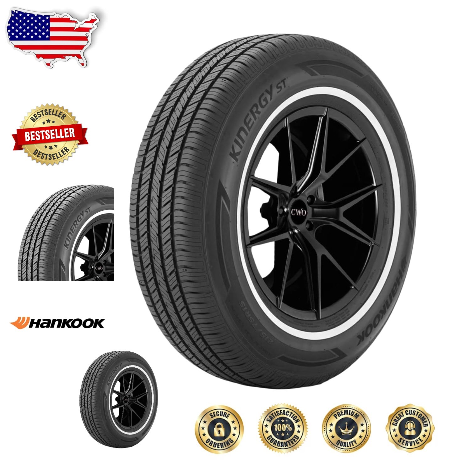 Kinergy ST H735 Tire 215/75R14 100T – Grip, New, 4-Ply, 26.6″ Diameter