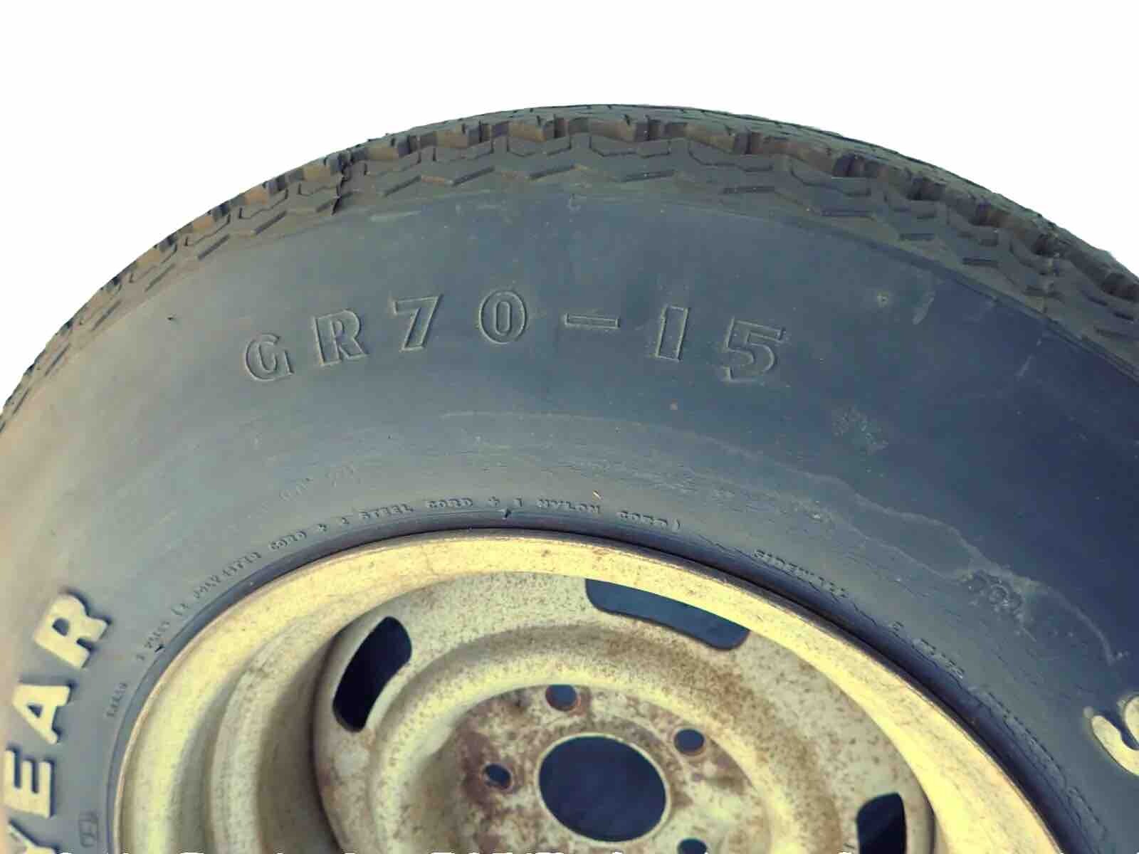 GM 15×8 AZ Rally Wheel with Goodyear GR70-15 Steelgard Tire 1970s Corvette OEM