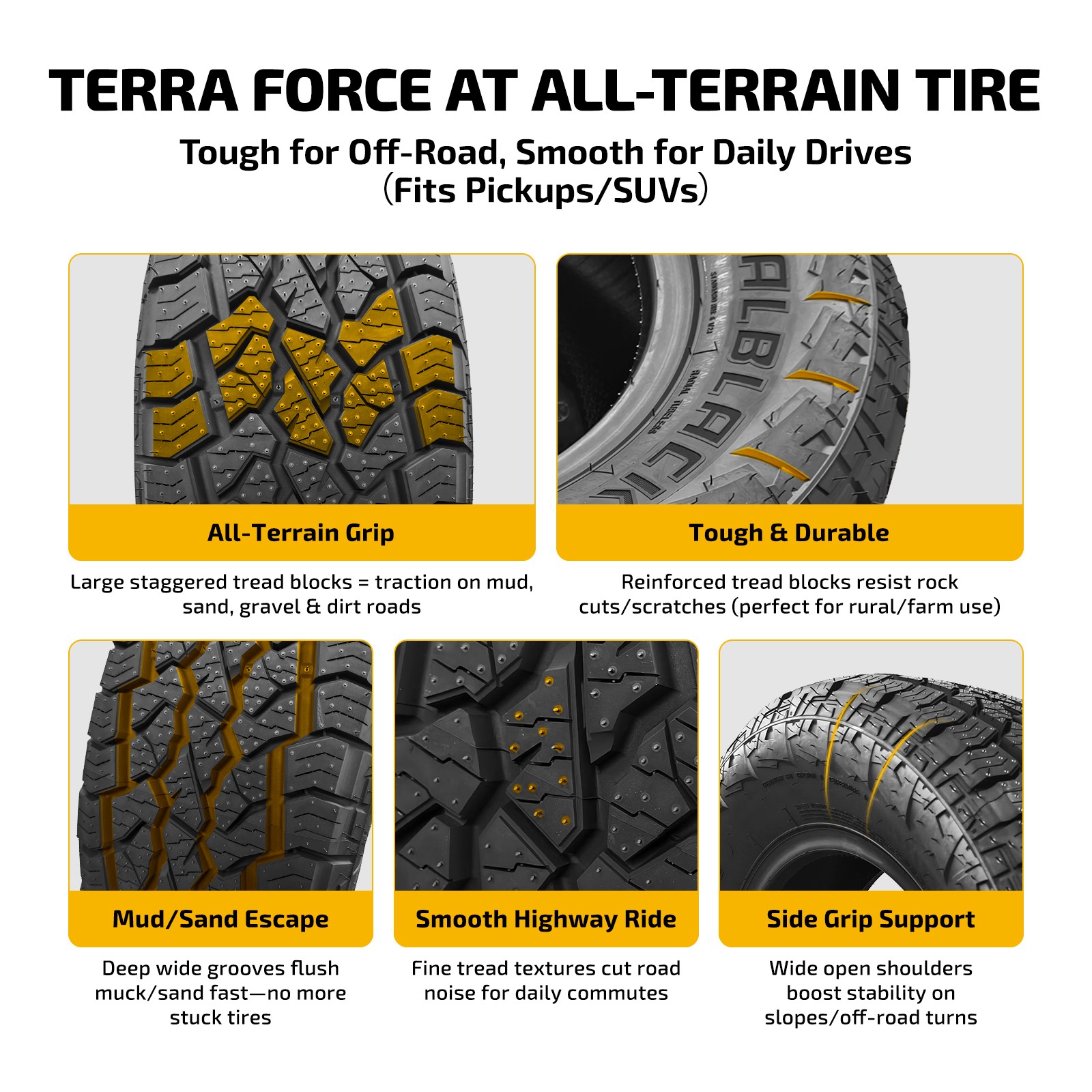 Set of 1 TERRA Off Road 275/60R20 115T Tire 9.6mm Tread 660AA BSW 50000 Miles