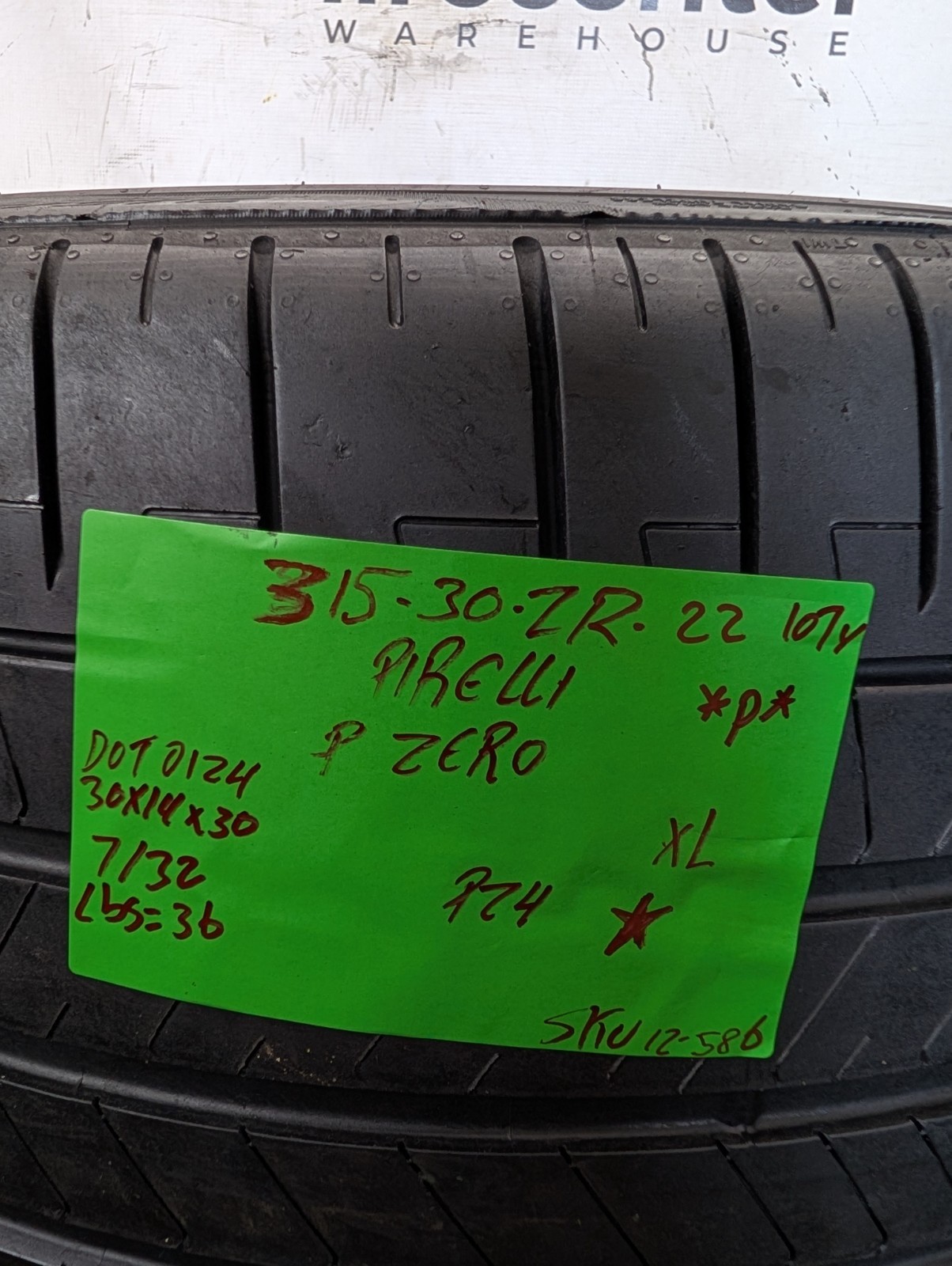 Used 315/30ZR22 Pirelli P Zero PZ4 107Y – 7/32