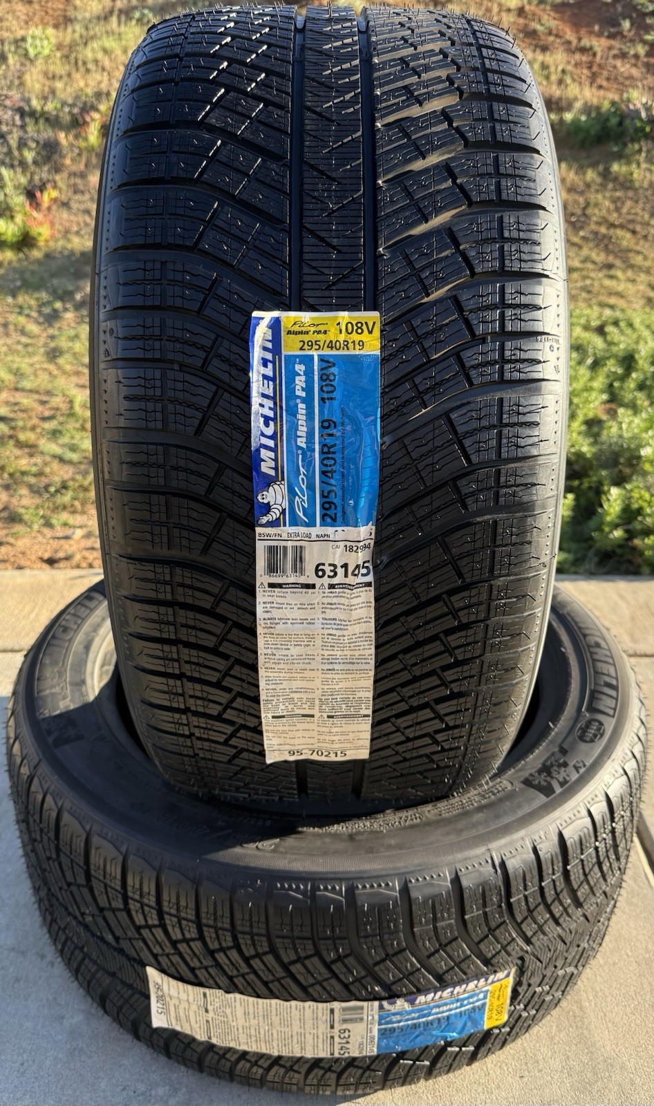 TWO NEW 295/40R19 Michelin Pilot Alpin PA4 N0 Porsche Panamera Winter Snow Tires