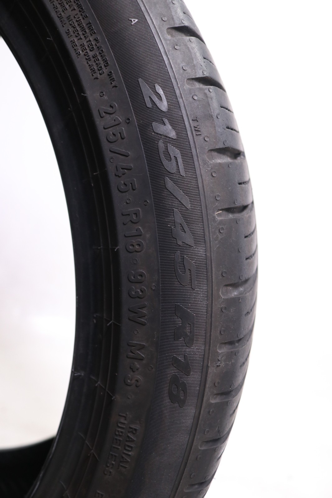 Set of 2 Used 215/45R18 Pirelli P Zero AS Plus 3 – 93W – 7-8/32 No Repairs