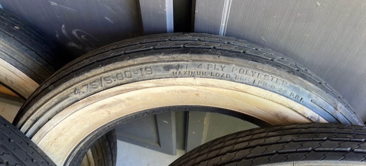 Lester Whitewall 4 Ply Tire 2 X 4.75-5.00 x19 White Wall Tires QTY 4 Rat Rod