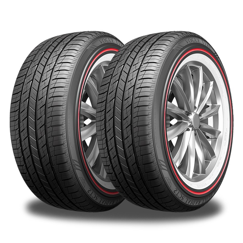 2 Vogue Custom Built Radial SCT2 Red Stripe+White Sidewall 285/45R22 114H Tires