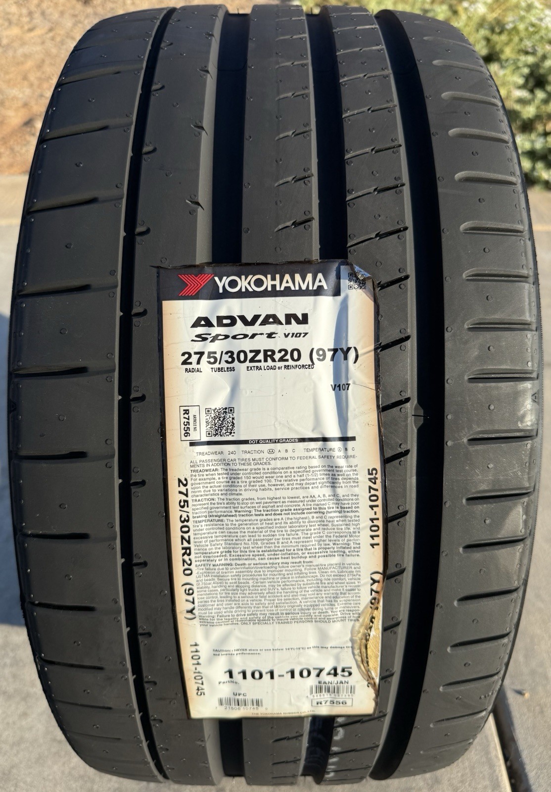 Set of TWO BRAND NEW 275/30ZR20 (97Y) Yokohama ADVAN Sport V107 Tires 2753020