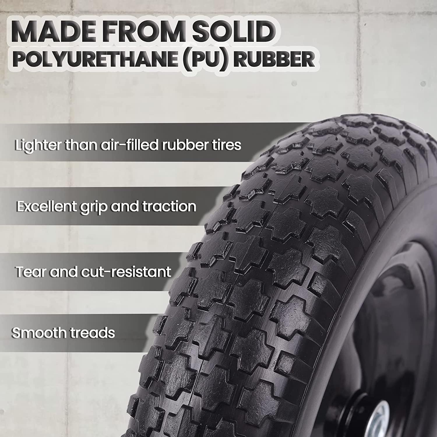 (2-PACK) 4.80/4.00-8 Flat Free Tire and Wheel – 14.5(Flat Free Tire)