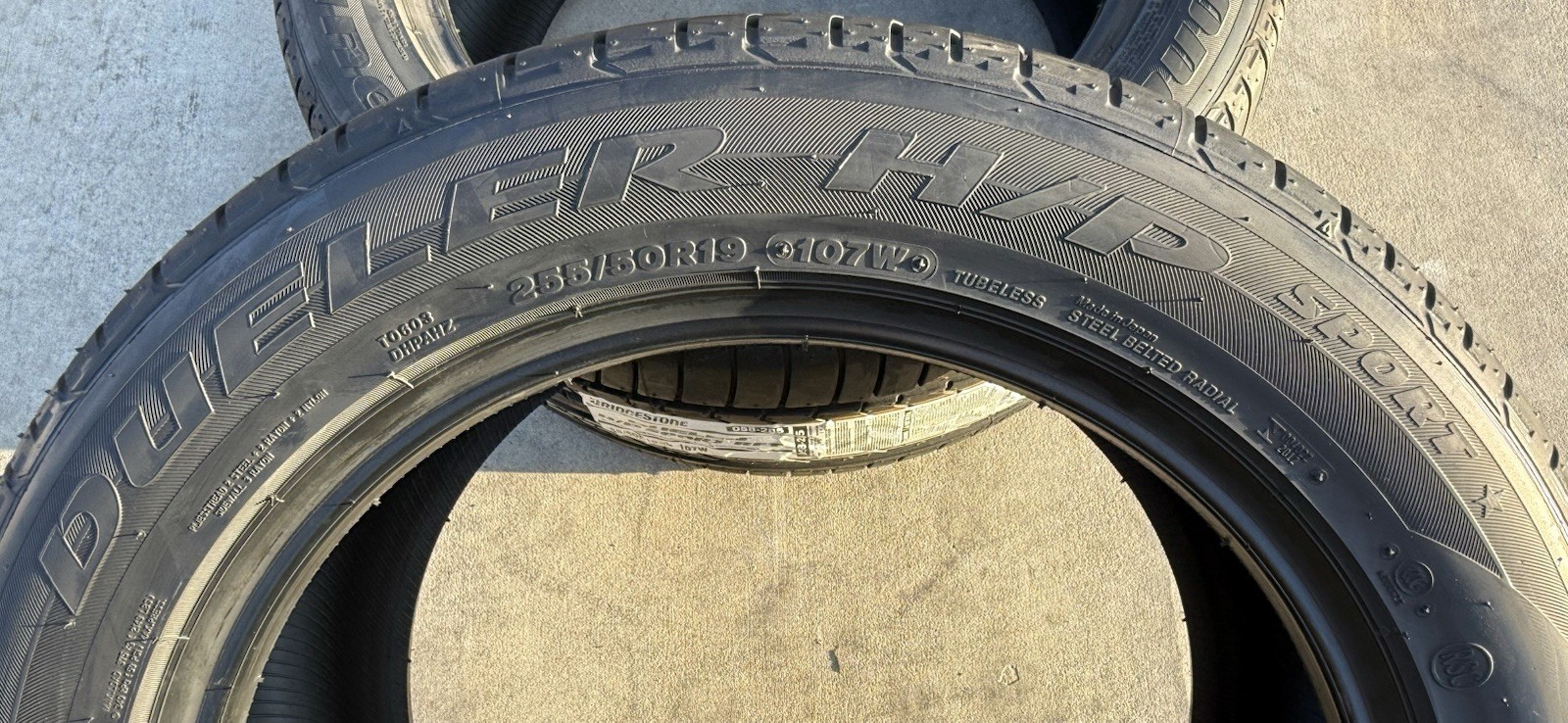 TWO BRAND NEW 255/50R19 107W Bridgestone Dueler H/P HP Sport RFT Run Flat Tires
