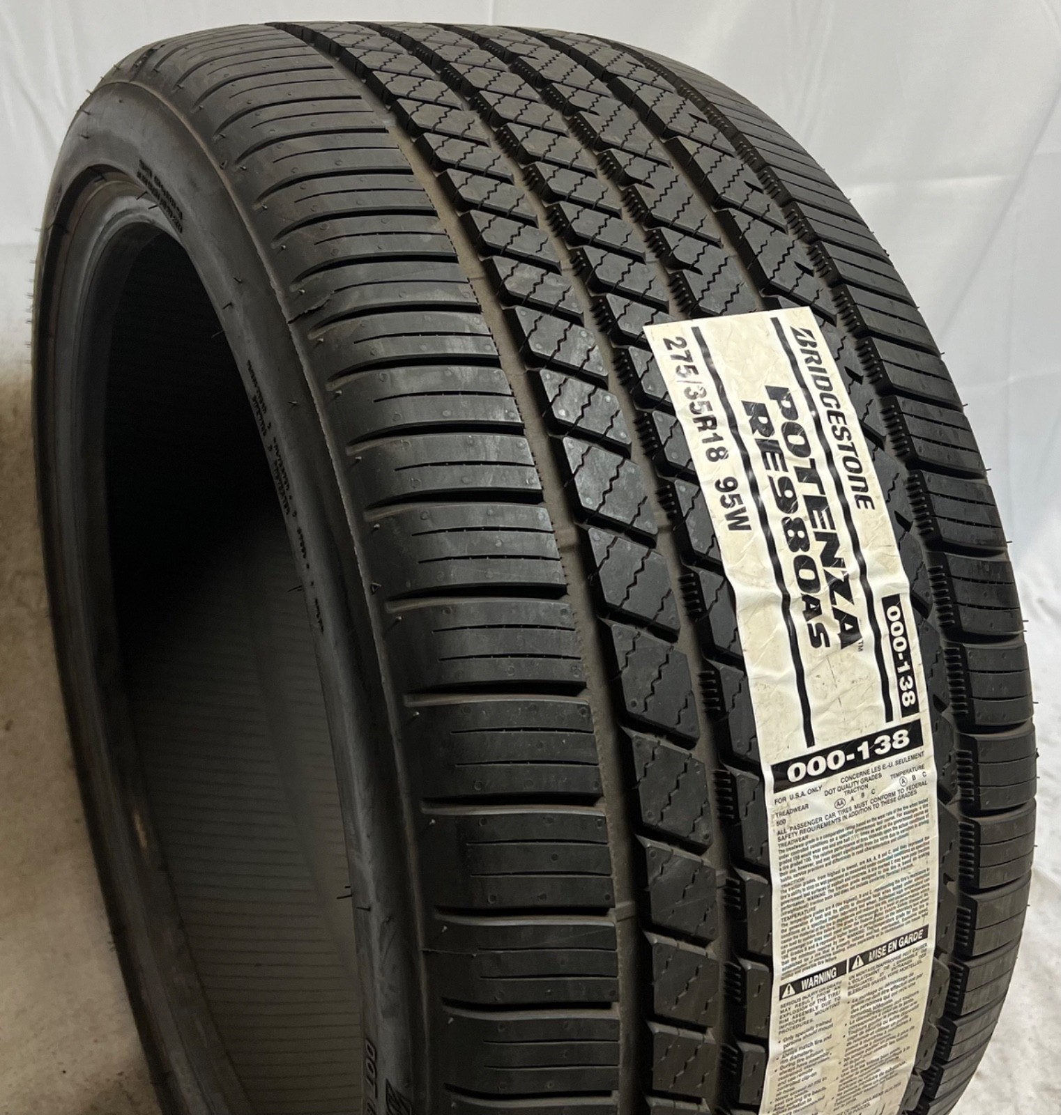 1 – NEW 275/35R18 (95W) M + S Bridgestone Potenza RE980AS – 3014