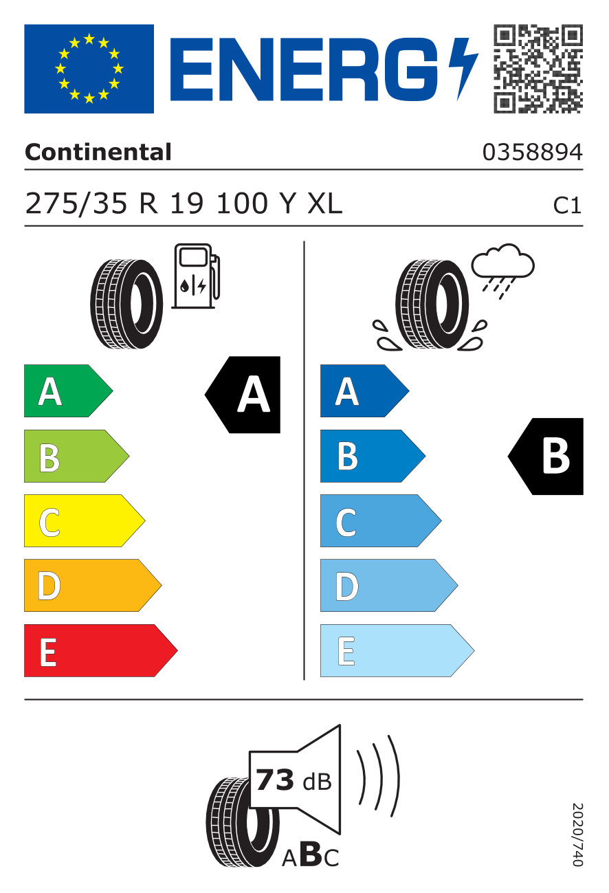 Tyres 275/35 r19 100Y Evc MO XL CONTINENTAL ECOCONTACT 6 summer tyre new