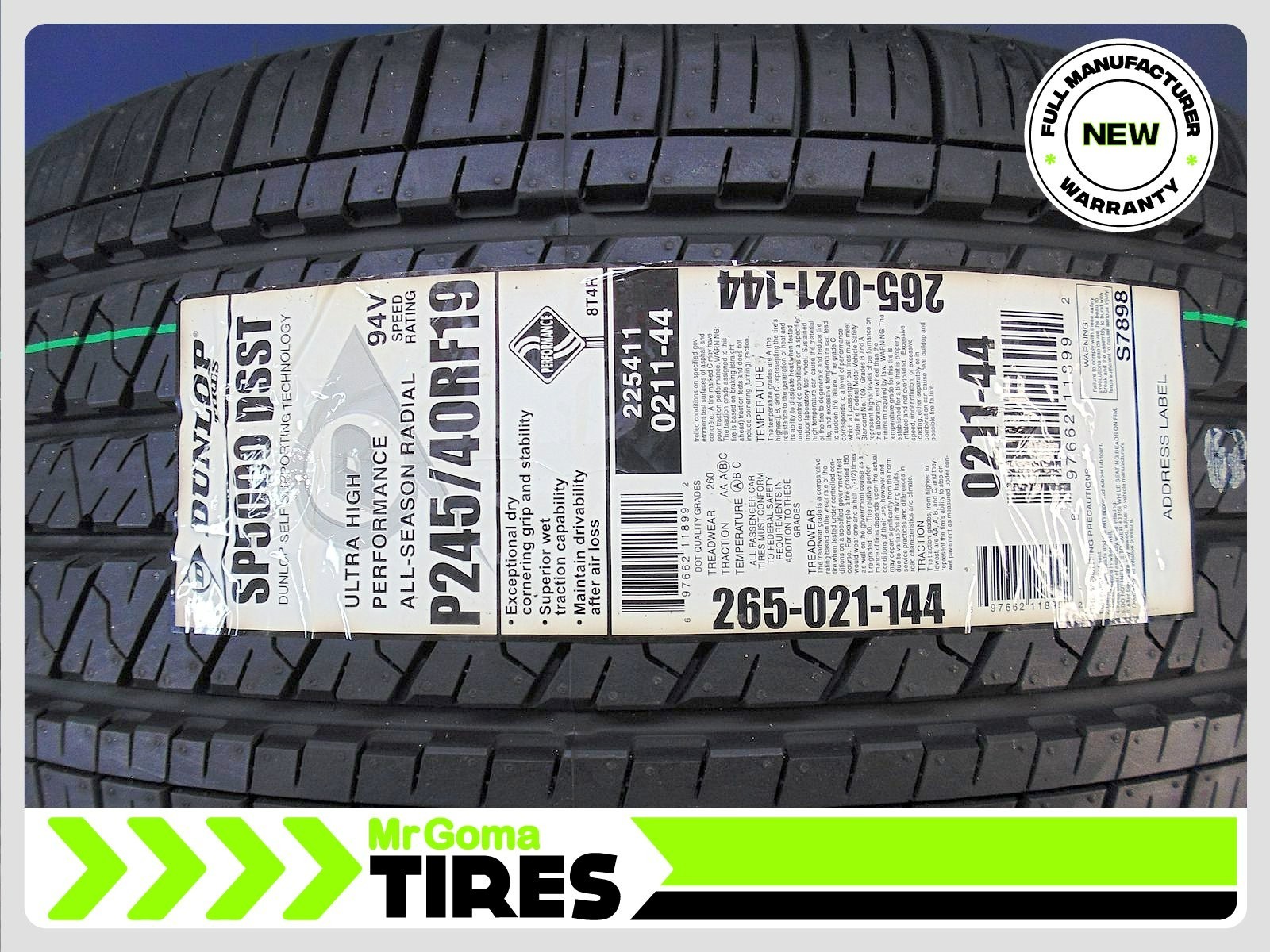 1 BRAND NEW 245/40RF19 DUNLOP SP SPORT 5000 DSST CTT RFT Run flat 2454019