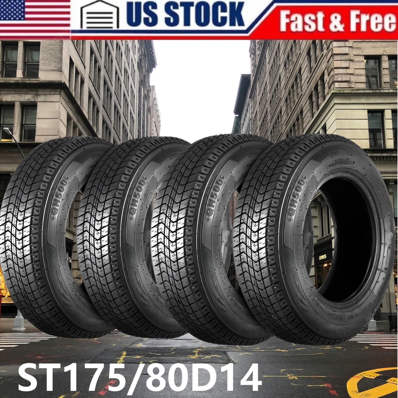 Set 4 ST205/75D14 Trailer Tires 6Ply Heavy Duty 205/75/14 205 75 14 Replace Tire