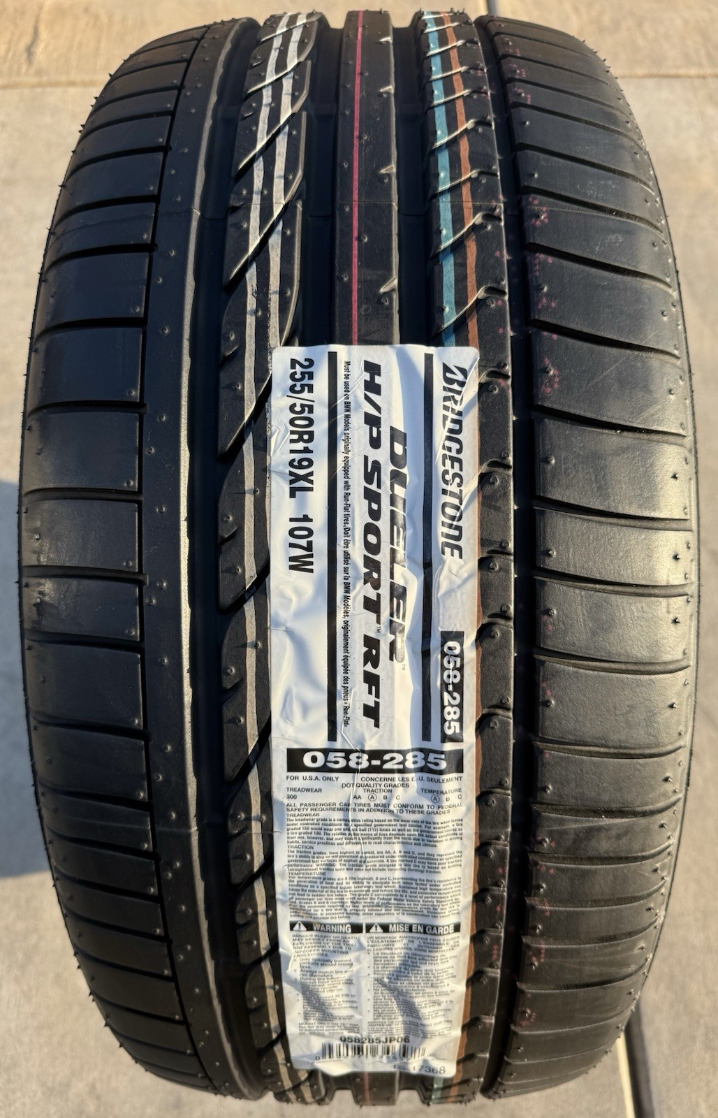 TWO BRAND NEW 255/50R19 107W Bridgestone Dueler H/P HP Sport RFT Run Flat Tires