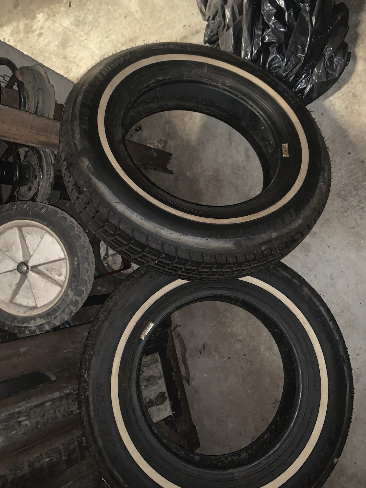 Pair Of 155/80R13 Ford Festiva Aspire White Wall All Season Tires 9/32nd Tread