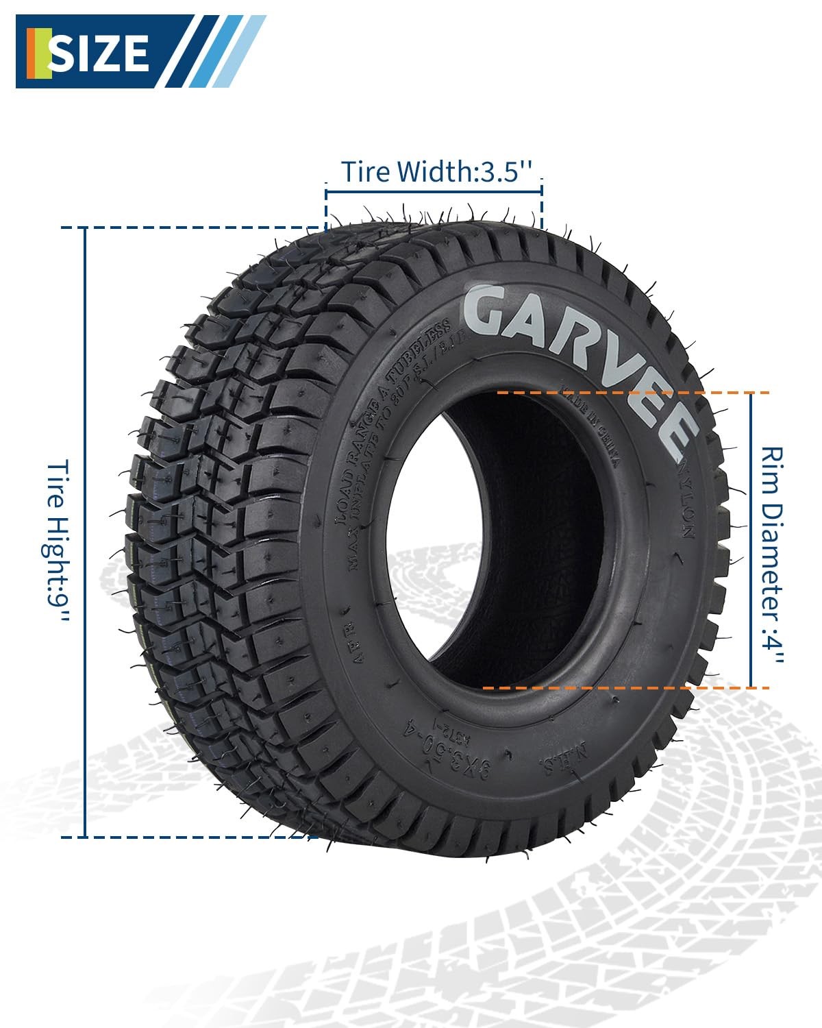 2pcs 9×3.50-4 Lawn Mower Tires 9×3.5-4 2PR Tubeless Lawn Mower Replacemen Tires