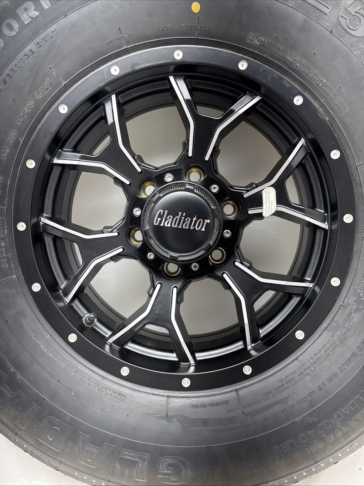 Gladiator RV Trailer 16’’ Aluminum 6 Lug Rim W/QR25-TS Tire ST235/80R16 F/12PLY