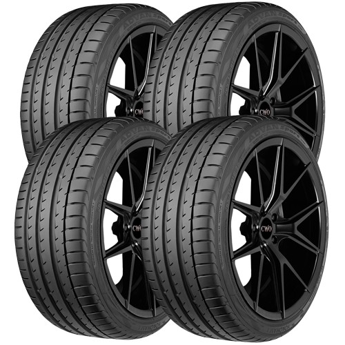 (QTY 4) 245/35R19 Yokohama Advan Sport V105 93V SL Black Wall Tires