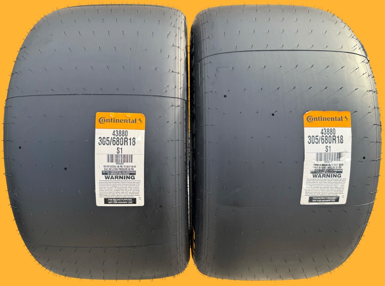 Set of TWO NEW 305/680R18 Continental ExtremeContact DR S1 Road Racing Slicks