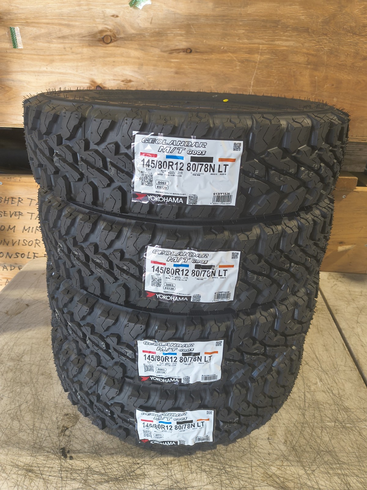 Acty Carry Hijet Yokohama Geolander Off Road Tires M/T 145/80 R12 80/78N Set of4