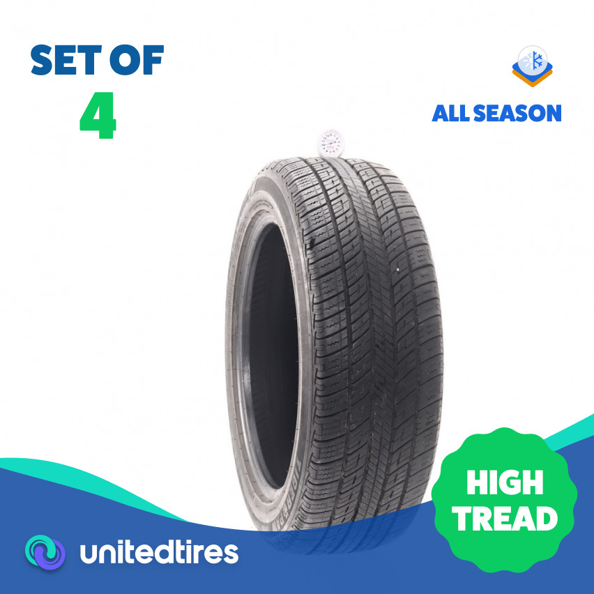 Set of (4) Used 215/55R18 Uniroyal Tiger Paw Touring A/S 95H – 9.5-10.5/32