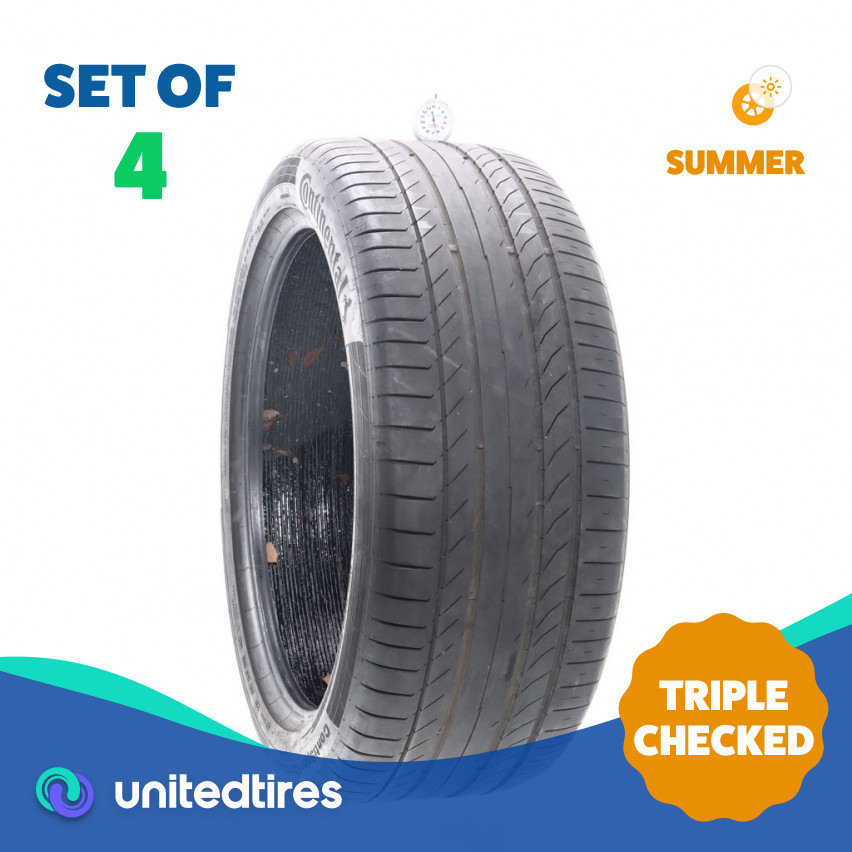 Set of (4) Used 285/40R22 Continental ContiSportContact 5 ContiSeal – 6.5-7/32