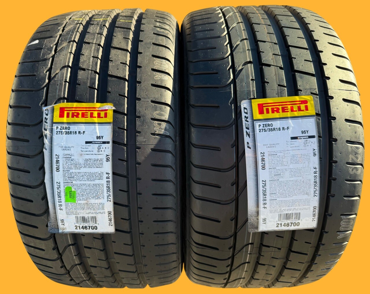 Set of TWO BRAND NEW 275/35R18 95Y Pirelli P Zero Run Flat Tires 2753518