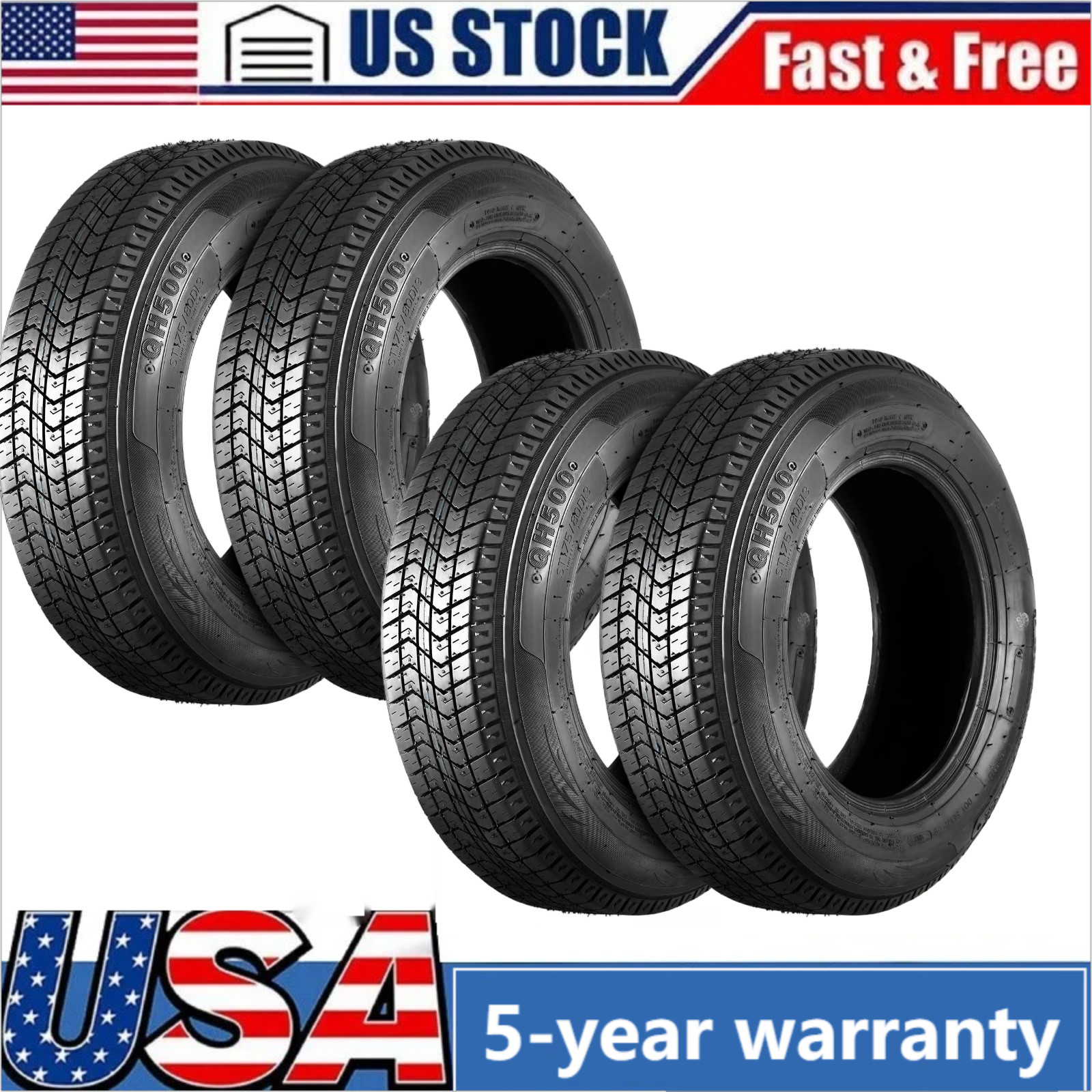 ⭐Set of 4 Trailer Tires 205/75D14 205-75-14 205/75/14 Load C 6 Ply Tubeless Heav
