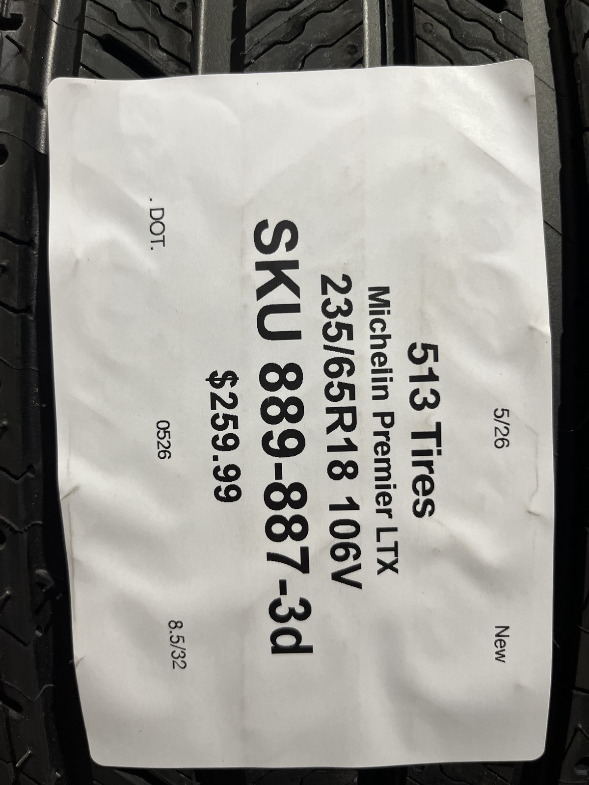 1 New Michelin Premier LTX 235/65R18 106V DOT.0526 8.5/32 New
