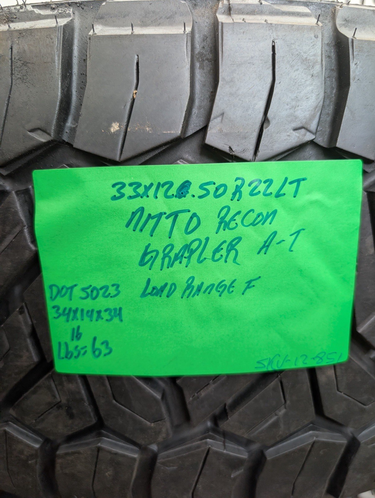 Used LT 33X12.5R22 Nitto Recon Grappler A/T 114R – 16/32