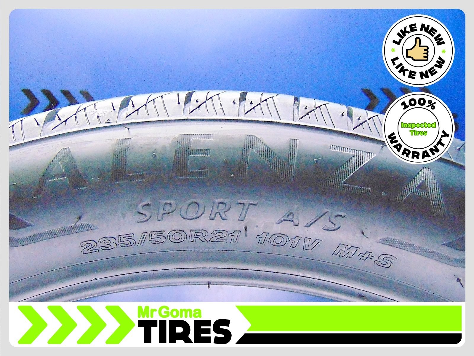 2 BRIDGESTONE ALENZA SPORT A/S 235/50R21 – 9.5/32 Tread USED TIRES 101V 2355021