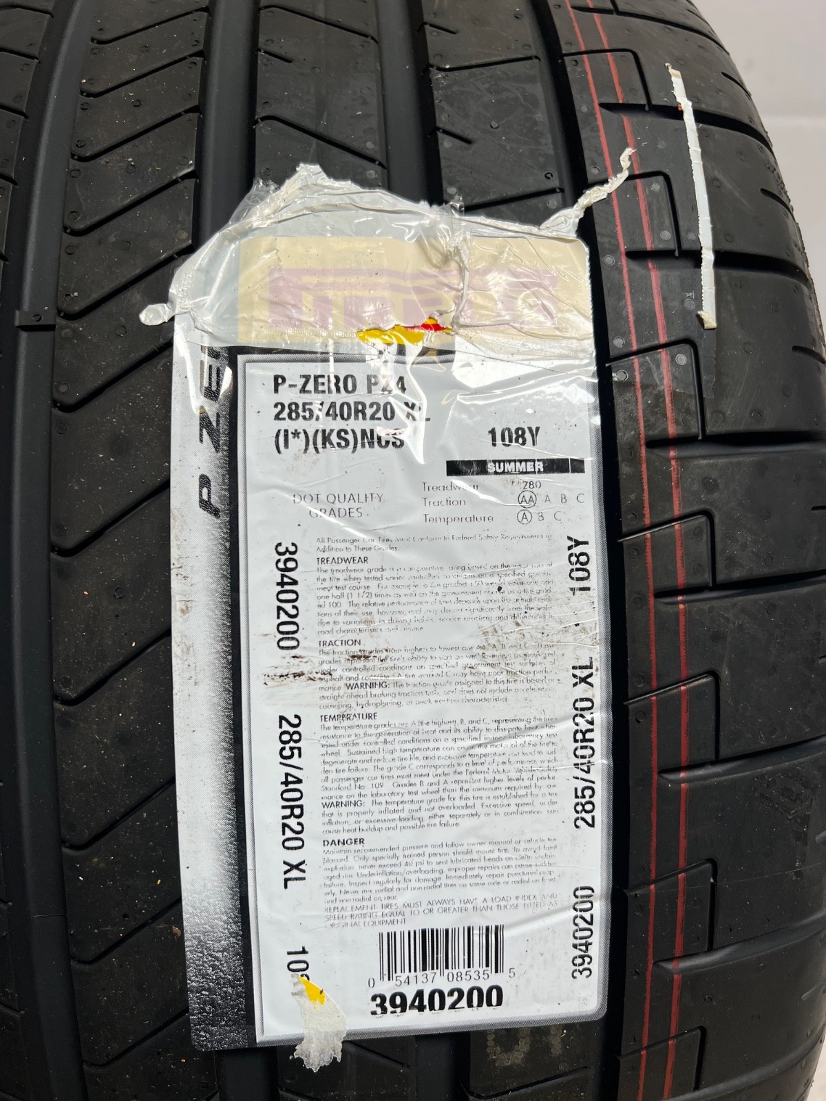 1 – NEW 285/40R20 XL (108Y) Pirelli P Zero PZ4 PNCS KS (I *) BMW OEM – 4035