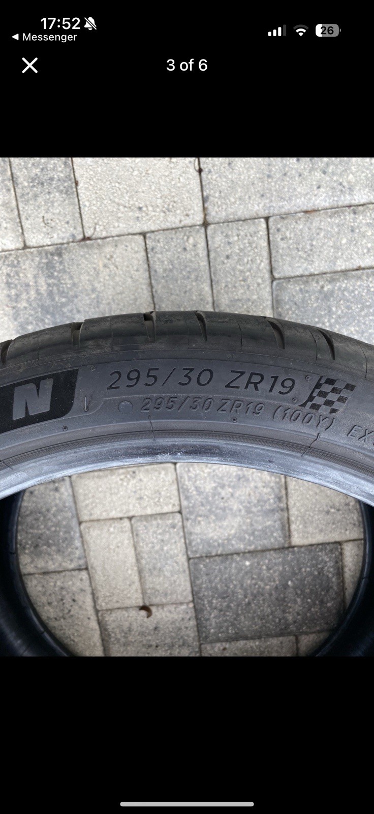 1 Michelin Pilot Sport 4s 295 30 ZR19 NO REPAIRS or DAMAGE (70% tread left)