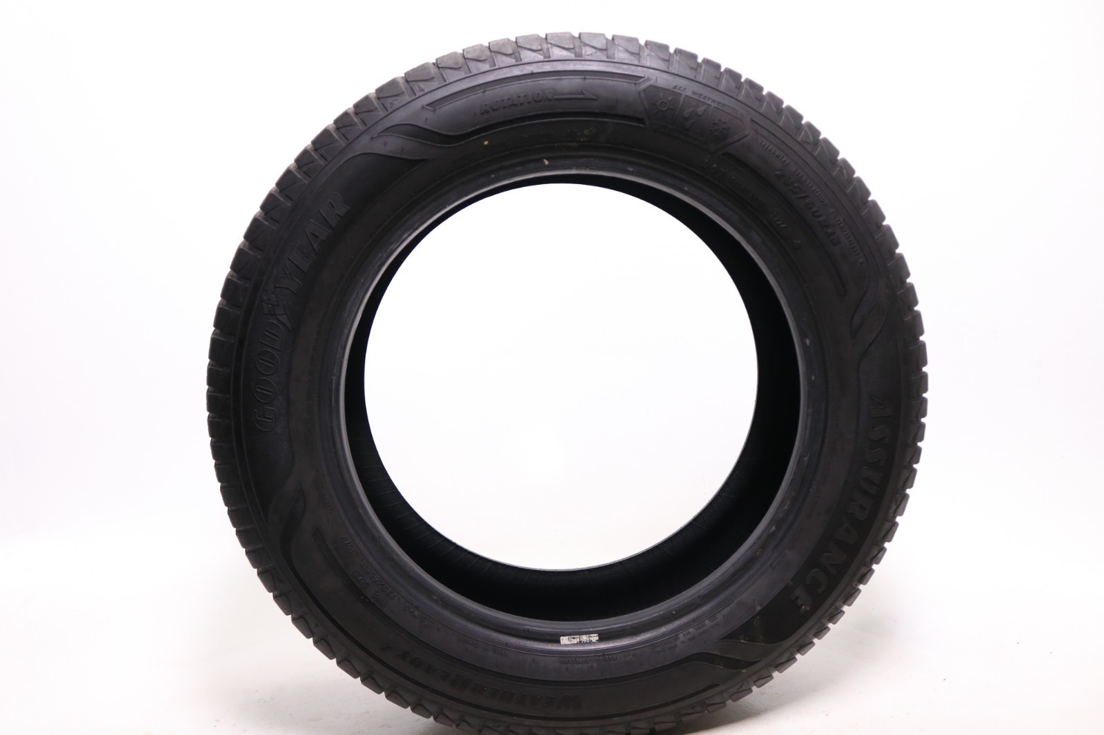 Set of 2 Used 235/60R18 Goodyear Assurance WeatherReady 2 – 107V – 8-8.5/32