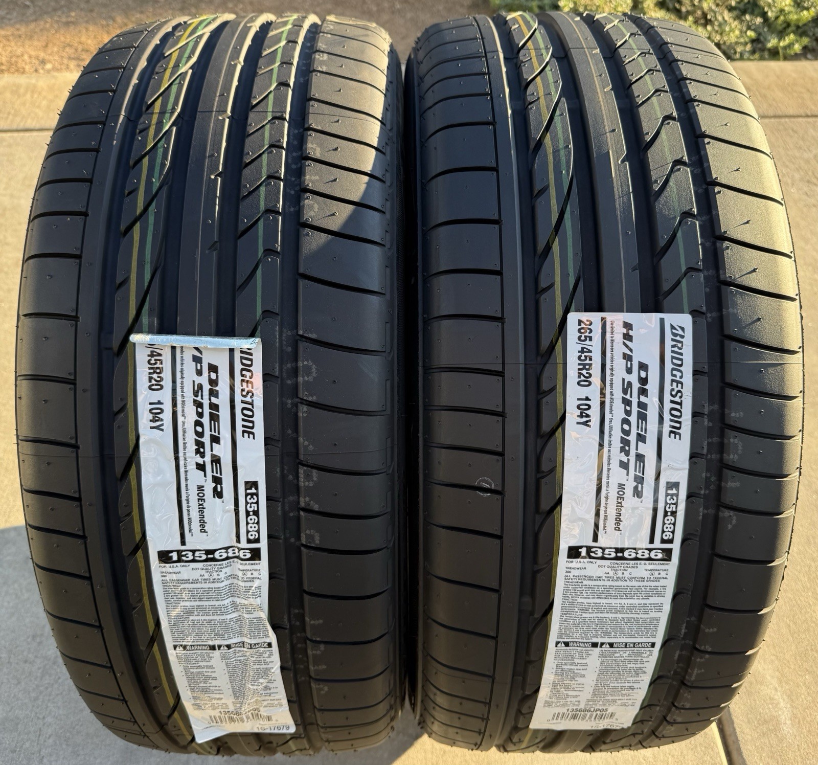 TWO NEW 265/45R20 104Y Bridgestone Dueler H/P HP Sport RFT MOExtended Run Flats
