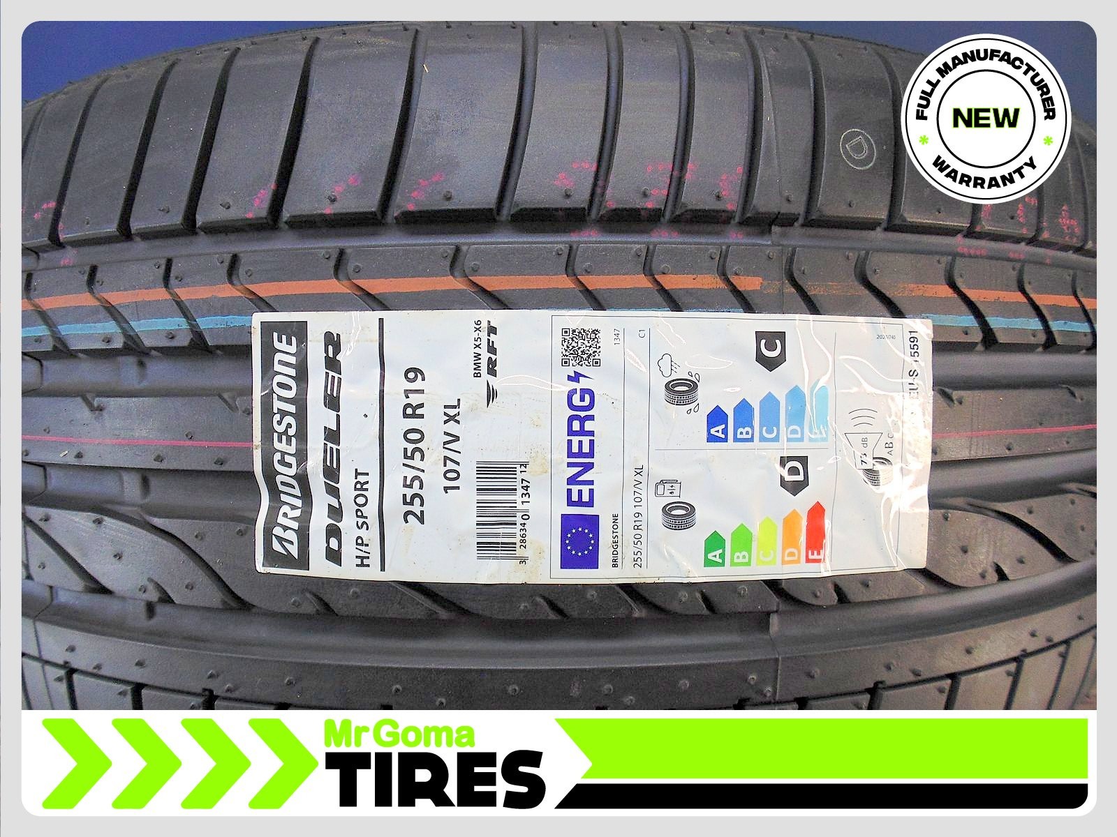 1 NEW 255/50R19 BRIDGESTONE DUELER H/P SPORT RFT XL NEW TIRE Run Flat 2555019