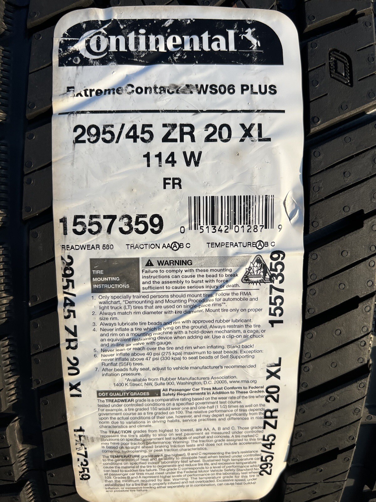TWO BRAND NEW 295/45ZR20 114W Continental ExtremeContact DWS 06 Plus DWS06+Tires